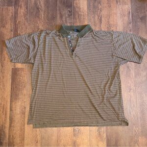 Bobby Jones Polo Shirt Men's Size XL Made In Italy Cotton Green/Brown Stripes